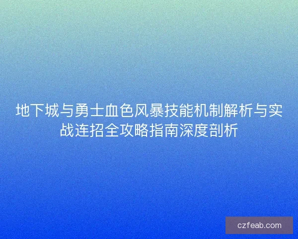 地下城与勇士血色风暴技能机制解析与实战连招全攻略指南深度剖析