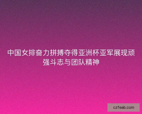 中国女排奋力拼搏夺得亚洲杯亚军展现顽强斗志与团队精神